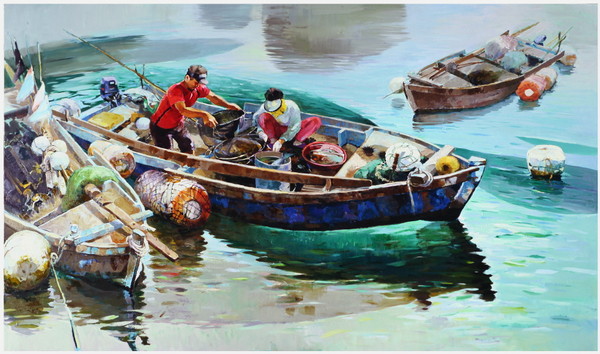 매물도선창, 333.3 X 197cm,oil on canvas,2009