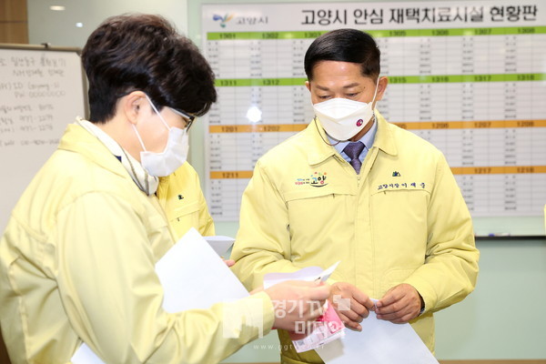지난 10일 이재준 고양시장이 안심 재택치료 지원시설 현장점검에 나섰다.